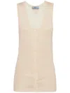 Prada Buttoned Cashmere Tank Top In Neutrals