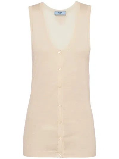 PRADA BUTTONED CASHMERE TANK TOP