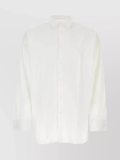 Prada Buttoned Cuffs Cotton Poplin Shirt In White