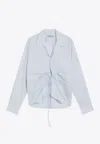 Prada Buttoned Fil-à-fil Long-sleeved Shirt In Blue