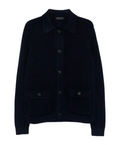 PRADA BUTTONED PATCH-POCKET CARDIGAN