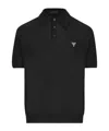 Prada Superfine Wool Polo Shirt In Black