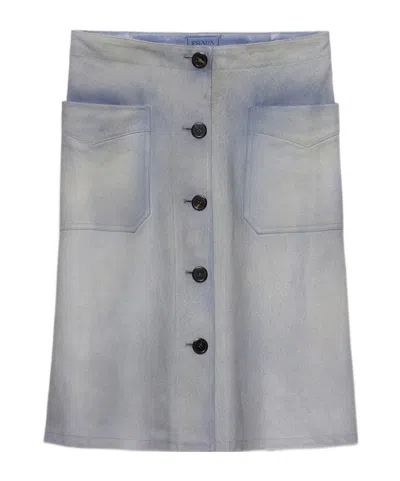 PRADA BUTTONED SUEDE SKIRT