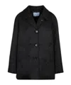 Prada Buttoned V-neck Coat In Black