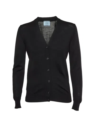 Pre-owned Prada Button-up Cardigan In Black