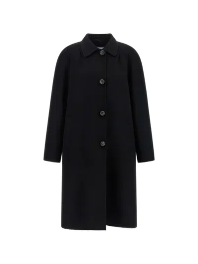 Prada Button-up Single-breasted Coat In Black