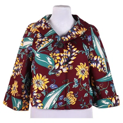 Pre-owned Prada By Miuccia  Floral Printed 2014 Hawaii Cropped Jacket In Black