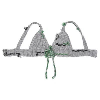 Pre-owned Prada By Miuccia  Grey And Green Crocheted Wool Bra Top, Fw 2017