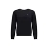 Prada Wool Crew Neck Sweater With Ribbed Cuffs In Black