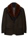 Prada Caban With Shearling Details In Brown