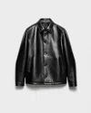 Prada Textured Leather Caban Style Jacket In Blue