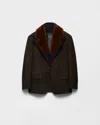 Prada Caban With Shearling Details In Brown