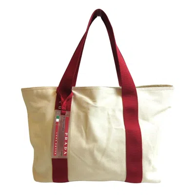 Prada Cabas Canvas Tote Bag () In Beige