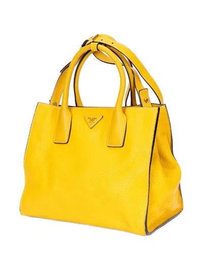 Pre-owned Prada Cabas Tote Bag In Yellow