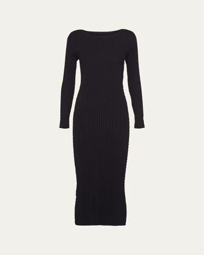 Prada Cable Body-con Midi Dress In Nero