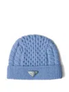 Prada Cable-knit Beanie In Brown