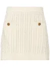 Prada Cable-knit Cotton Miniskirt In Avorio