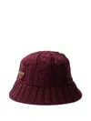 Prada Cable-knit Logo Bucket Hat In Burgundy