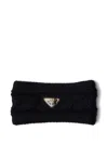 Prada Womens Black Logo-plaque Wool Headband In Black
