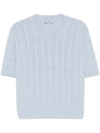 Prada Pullover Aus Re-kaschmir Mit Zopfmuster In Blue