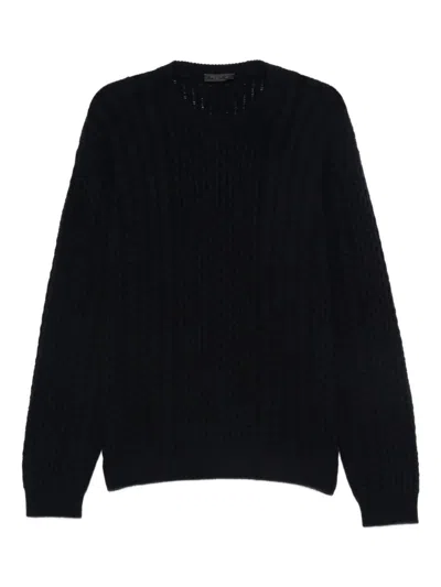 Prada Cable-knit Wool Sweater In Blue