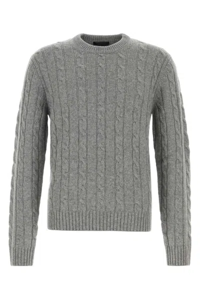 Prada Cable-knit Cashmere Sweater In Silver