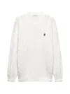 Prada Cable-knit Logo-embroidered Sweater In White