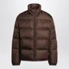 Prada Triangle Logo Down Jacket In Brown