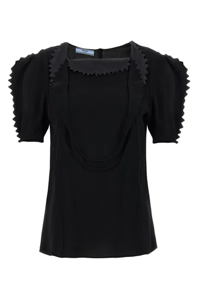 Prada Cady Crãªpe Top In Black