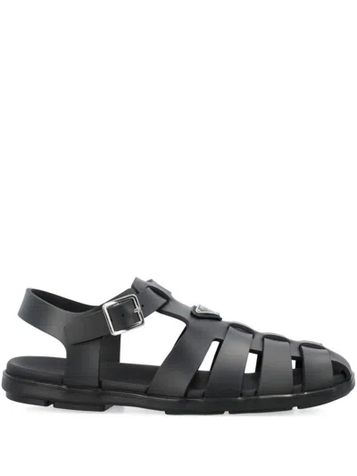 Prada Cage Fisherman Sandals In Black