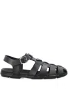 Prada Black Rubber Sandals With Tech Straps And Buckle Closure In Black