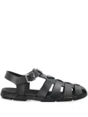Prada Black Rubber Sandals With Tech Straps And Buckle Closure In Black