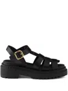 Prada Leather Cage Sandals In Black