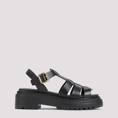 Prada Leather Cage Sandals In Black