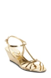 Prada Metallic Wedge Sandals Ankle Strap Open Toe In Gold