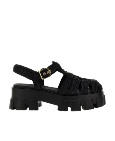 PRADA PRADA TRIANGLE-LOGO SANDALS