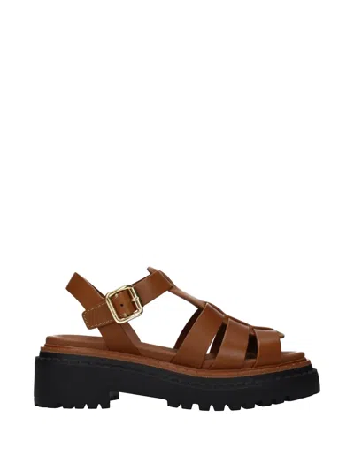Prada Cage-strap Platform Sandals In Brown