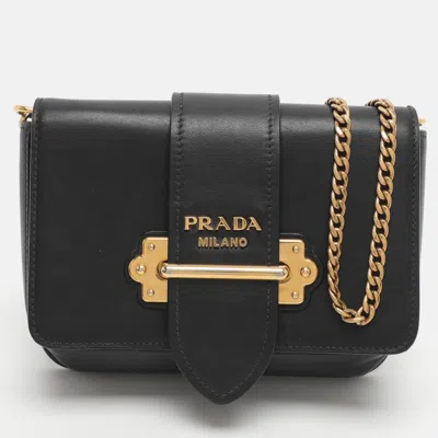 Pre-owned Prada Cahier Black Leather Belt Bag
