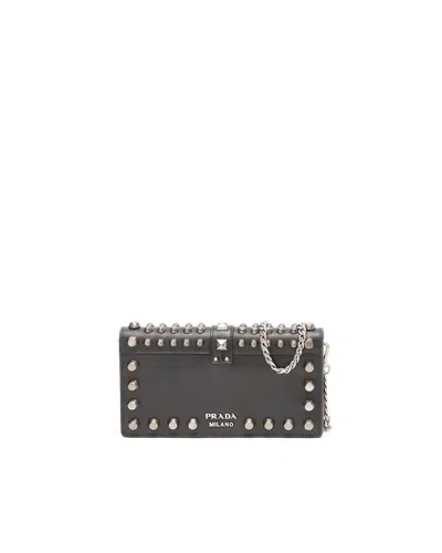 Prada Cahier Chain Crossbody Bag In Black