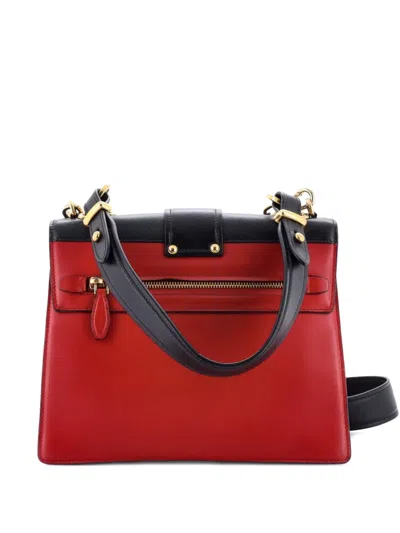 Pre-owned Prada Cahier Convertible City Calf And Saffiano Medium Shoulder Bag In Red