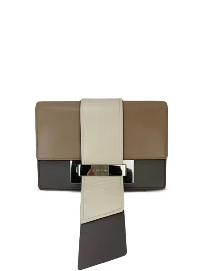 Pre-owned Prada Cahier Leather Clutch In Brown