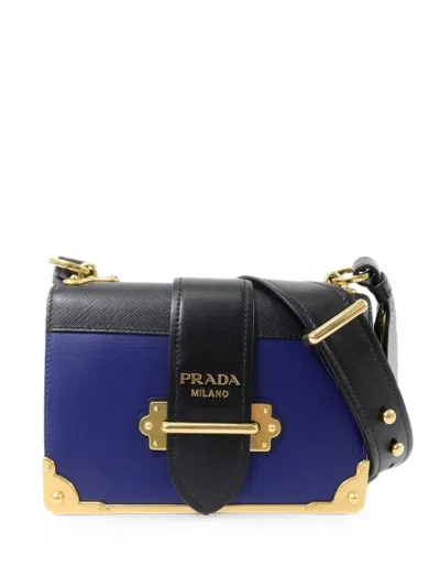 Pre-owned Prada Cahier Shoulder Bag In Blue