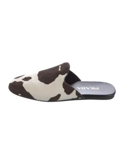 Pre-owned Prada Calf Hair Tweed Pattern Mules In Multi