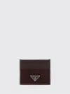 Prada Calf Leather And Nylon Card Holder With Logo In Black