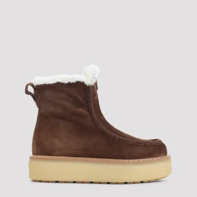Prada Calf Leather Ankle Boots In Brown
