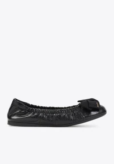 Prada Women Black Leather Ballet Flats, 3.5 Luxury Ballet Flats For Women Darveys