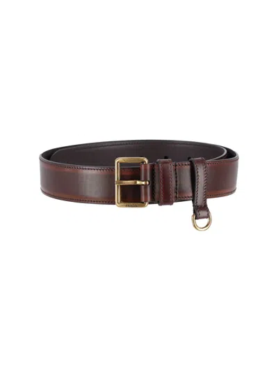 Prada Calf Leather Belt In Brown