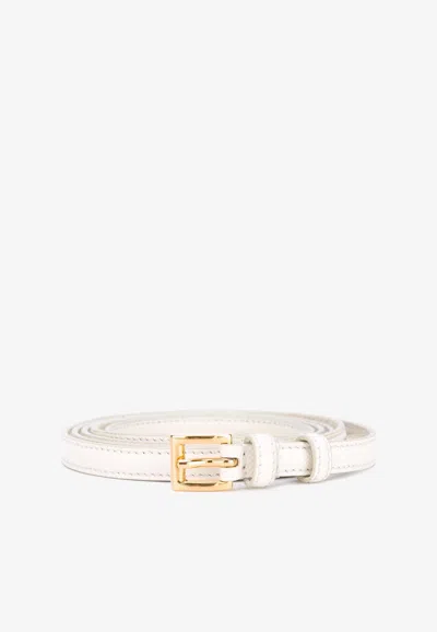Prada Calf Leather Belt In White