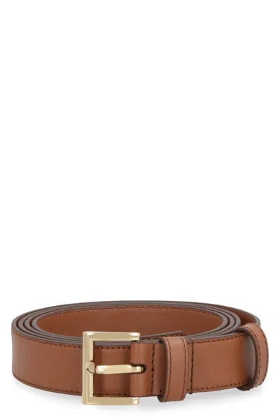 Prada Calf Leather Belt With Buckle In Brown