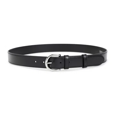 Prada Calf Leather Belt With Polished Metal Buckle